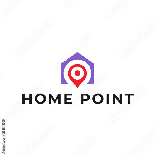 House point logo design vector template. Pin icon with home combination. .
