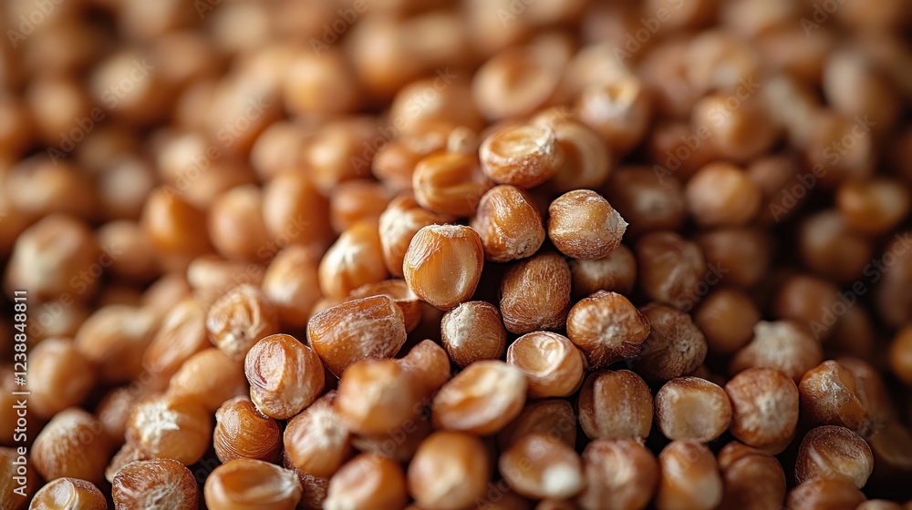 Close-up of a pile of roasted brown kernels. Close-up of a pile of roasted brown kernels.