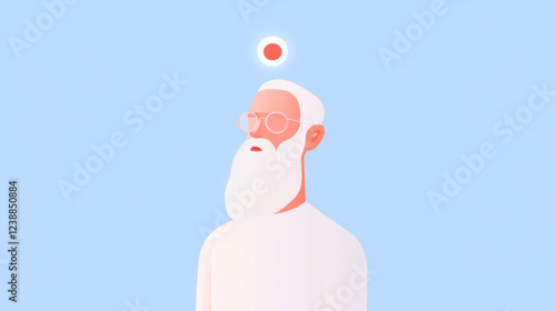 Foresee, A visionary old man with a third eye, depicting wisdom and foresight in a high-fidelity illustration. photo