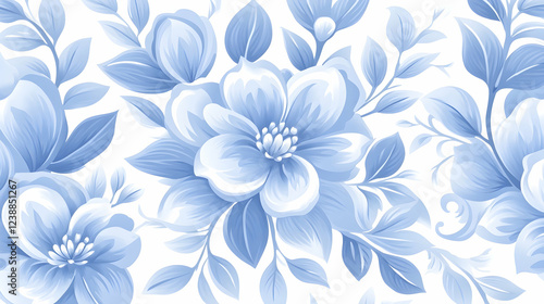 Elegant blue floral seamless pattern; perfect for textile, wallpaper, or website design