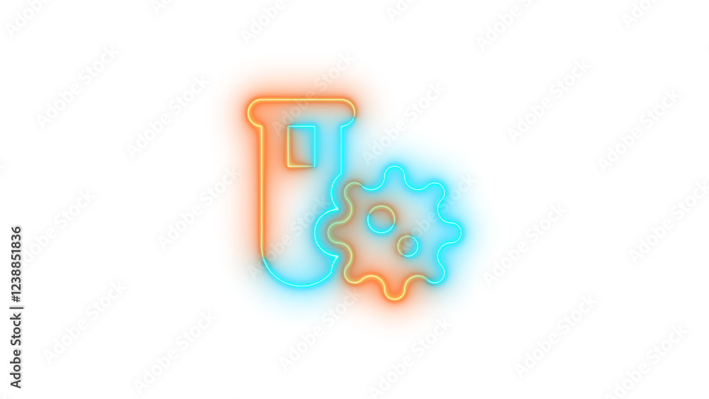 Obraz premium Neon vial virus icon brown cyan color glowing with transparent background