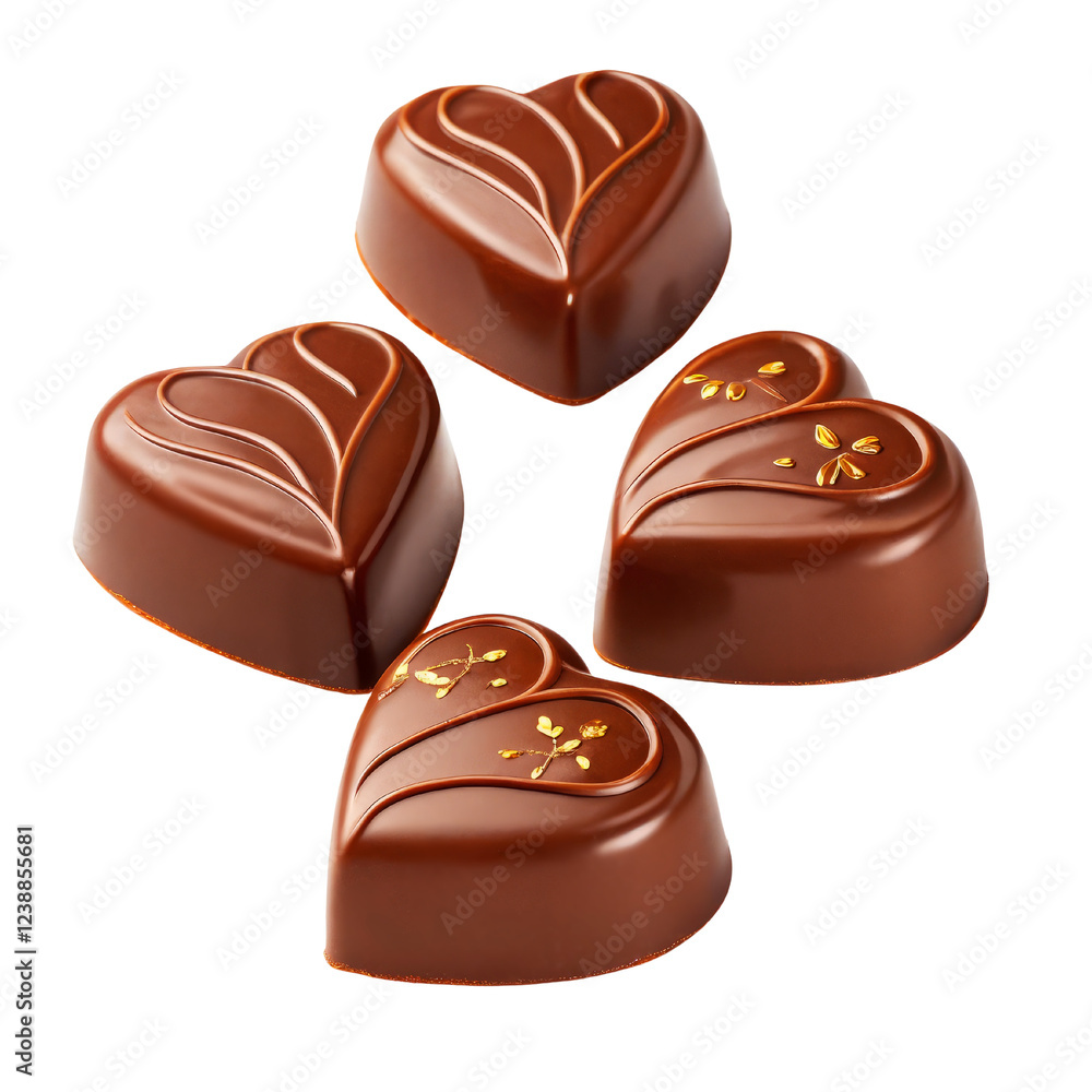 Obraz premium Gourmet Chocolate Hearts with Elegant Design and Decorative Touches for Special Occasions