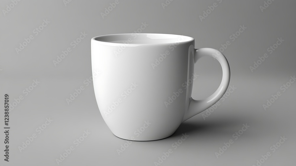 White ceramic mug on gray background. White ceramic mug on gray background.
