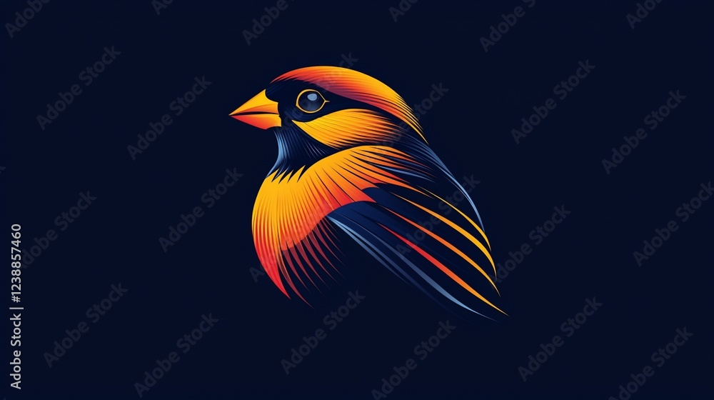 Obraz premium Colorful bird profile, dark background, nature illustration, website design