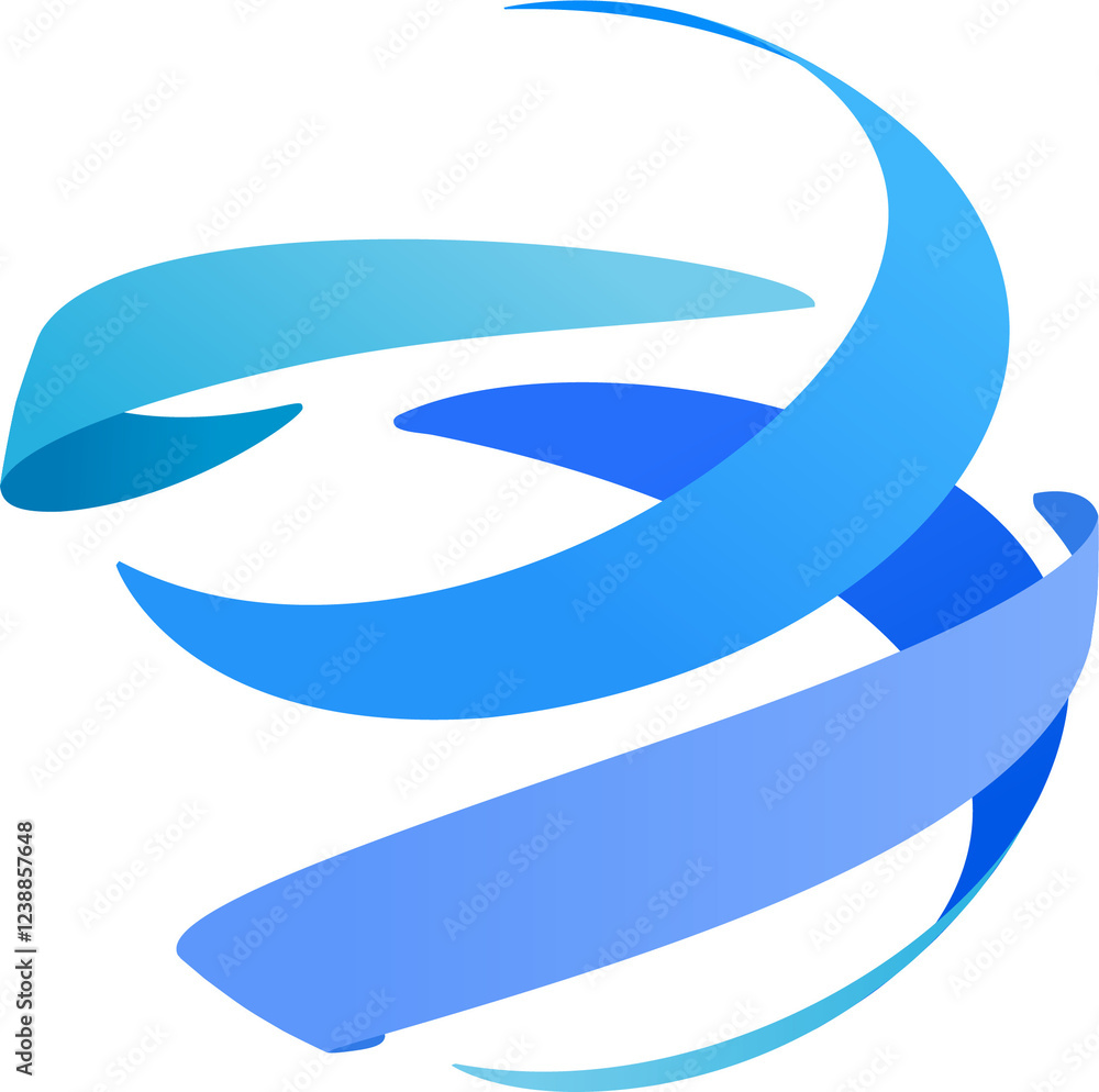 Abstract blue ribbon globe logo Abstract blue ribbon globe logo