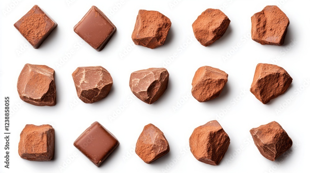 A collection of various reddish-brown stones displayed in a grid pattern, showcasing different shapes and textures. A collection of various reddish-brown stones displayed in a grid pattern, showcasing different shapes and textures.