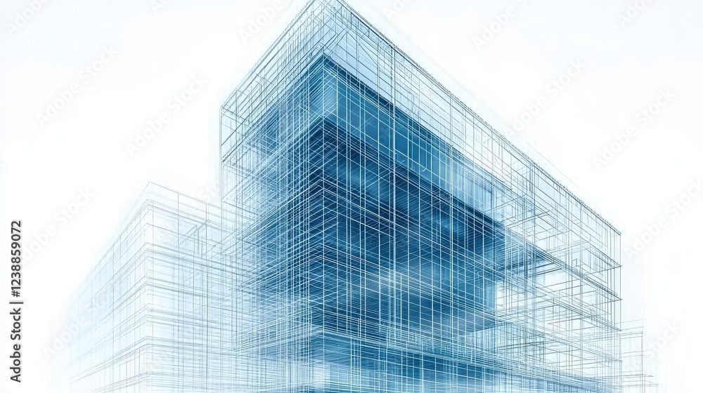 A modern architectural design featuring a translucent, layered structure with a focus on geometric lines and transparency. A modern architectural design featuring a translucent, layered structure with a focus on geometric lines and transparency.