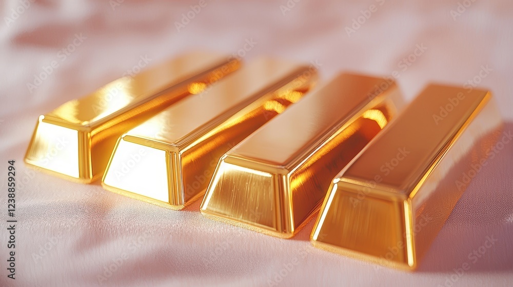 A close-up view of shiny gold bars arranged neatly on a soft surface, showcasing their luxurious appearance and value. A close-up view of shiny gold bars arranged neatly on a soft surface, showcasing their luxurious appearance and value.