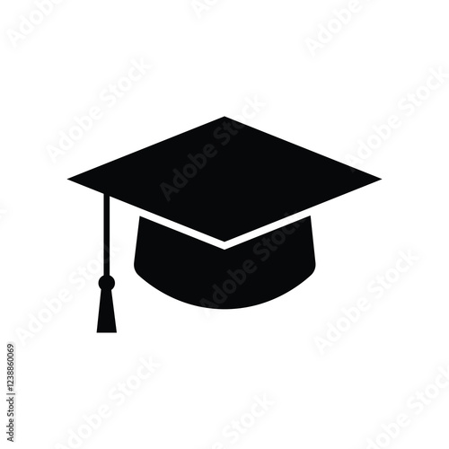 Graduation cap icon student graduate hat solid black vector sign symbol silhouette Academic cap Education symbol logo illustration