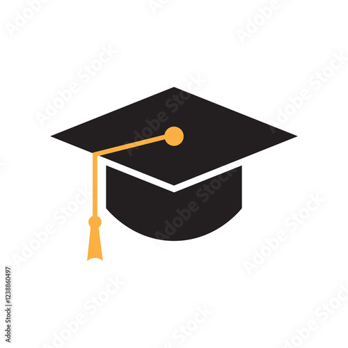 Graduation cap icon, student graduate hat solid black vector sign symbol silhouette . Academic cap, Education symbol, logo illustration