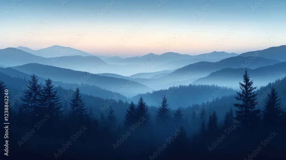 Blue Mountain Forest at Dawn Blue Mountain Forest at Dawn