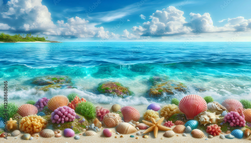 beach with sky and clouds, generativ al beach with sky and clouds, generativ al
