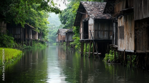 Idyllic waterway life in chai nat thailand scenic nature landscape tranquil environment serene viewpoint