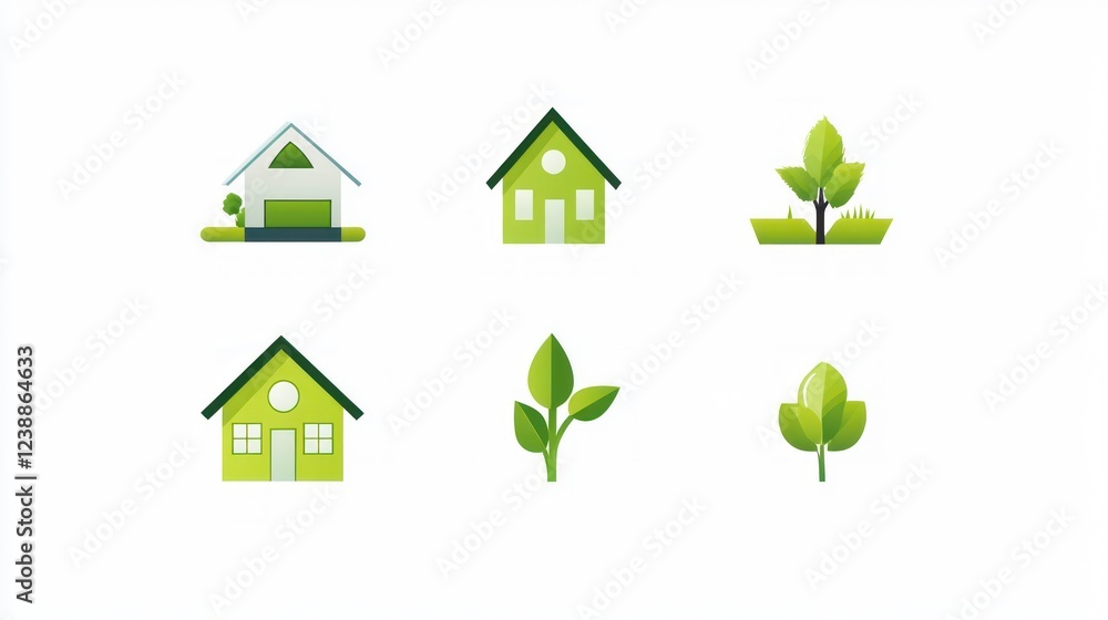 Green homes, trees, and plants; eco-friendly living Green homes, trees, and plants; eco-friendly living