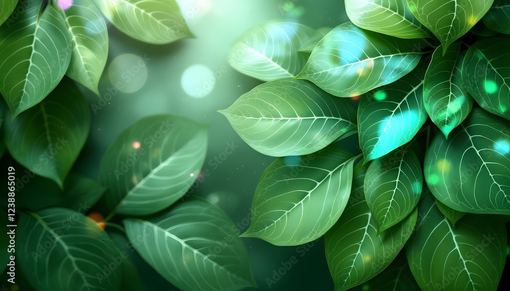 Obraz premium Lush Green Leaves Nature Background Image