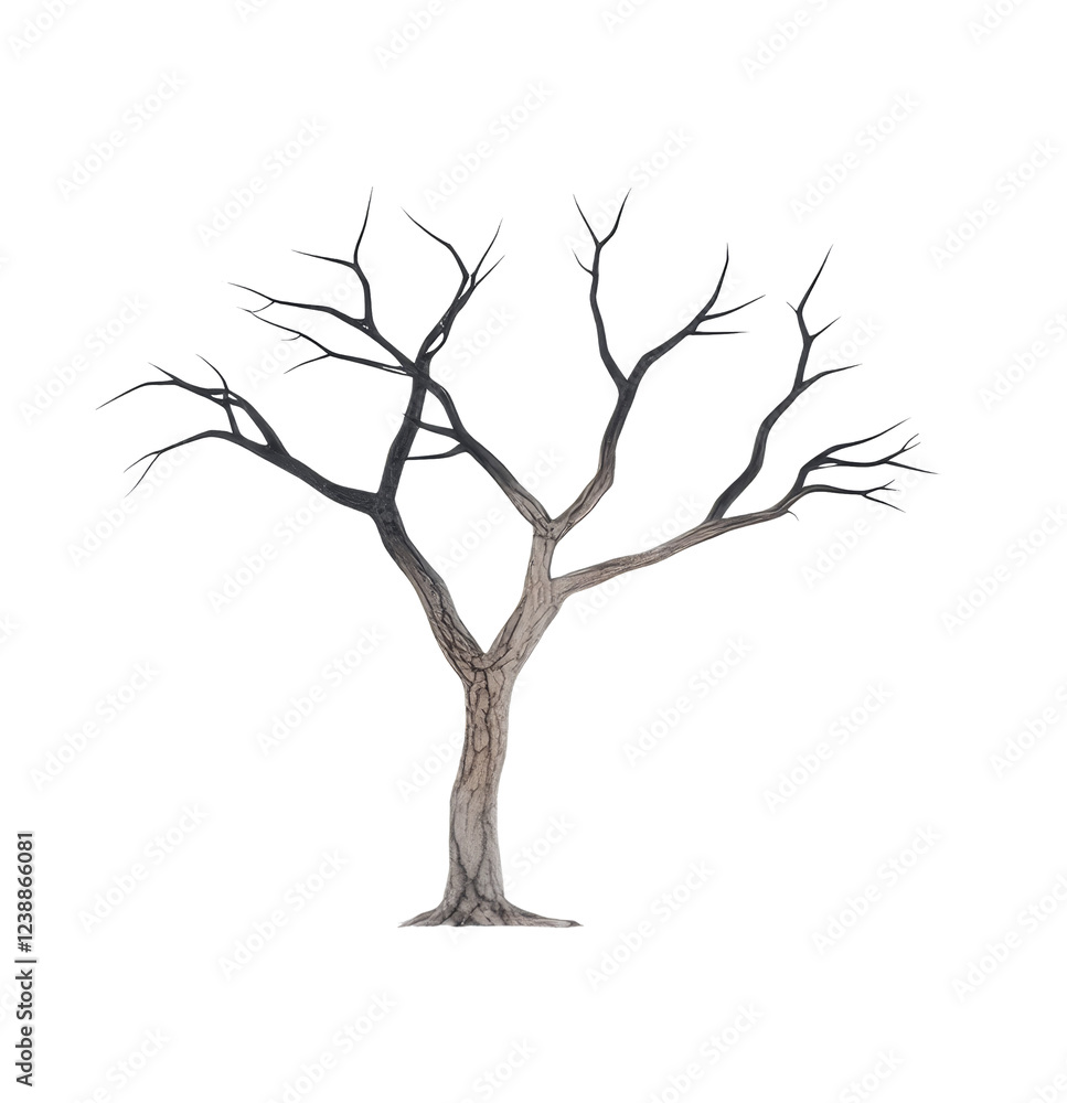 Fototapeta premium hauntingly beautiful isolated tree with long, crooked branches, evoking sense of mystery and eeriness, isolated on transparent background