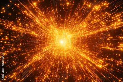 Abstract Light Burst with Sparkling Particles and Dynamic Energy Flow