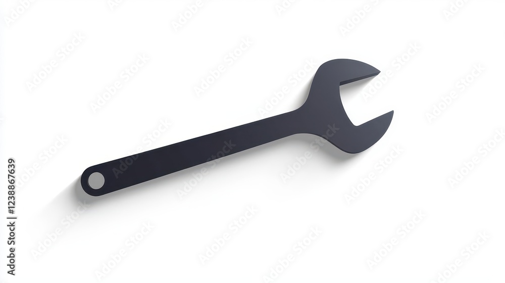 a minimalist, bold geometric icon of a wrench rendered in crisp vector style, floating on a pure white background with subtle drop shadow, perfect for ui design a minimalist, bold geometric icon of a wrench rendered in crisp vector style, floating on a pure white background with subtle drop shadow, perfect for ui design