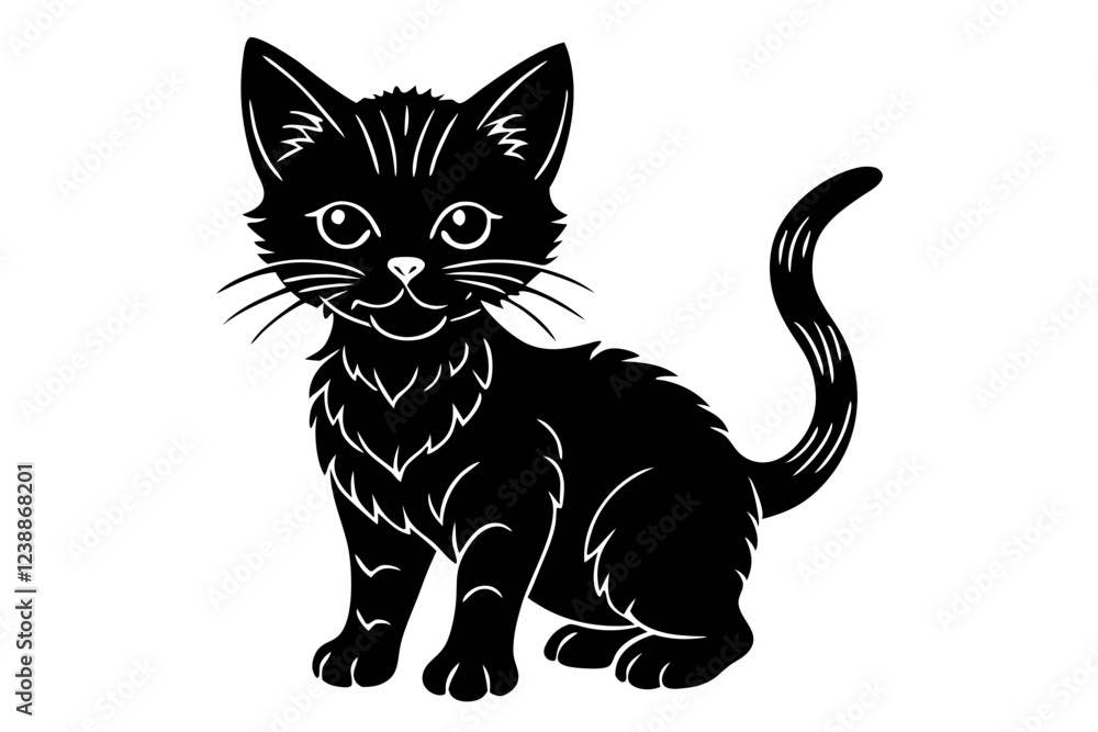 Fototapeta premium Lil Bub Silhouette Illustration - SVG, PNG, EPS, AI, PSD Files for Custom Cat Art
