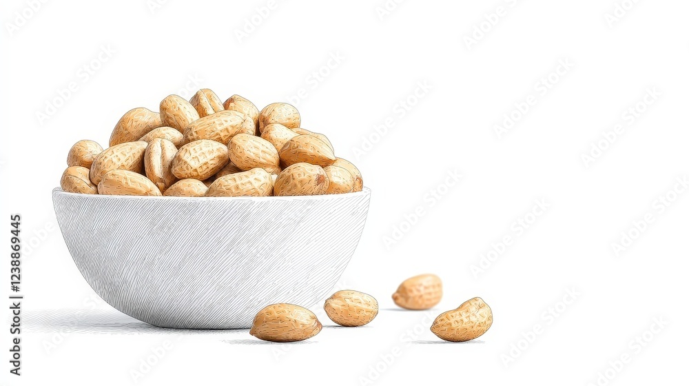 Close-Up of Raw Peanuts in a White Bowl on a Clean Background for Healthy Snacking Ideas Close-Up of Raw Peanuts in a White Bowl on a Clean Background for Healthy Snacking Ideas