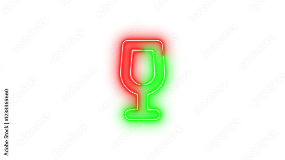 Neon wine glass empty icon green red color glowing with transparent background Neon wine glass empty icon green red color glowing with transparent background