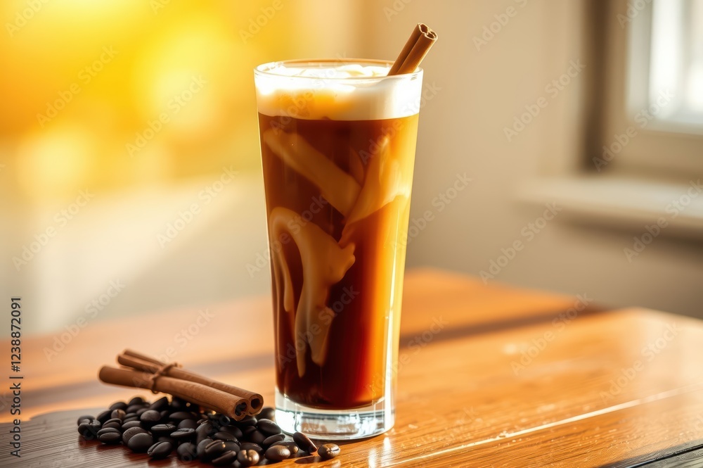 Iced Coffee with Cinnamon Stick Iced Coffee with Cinnamon Stick