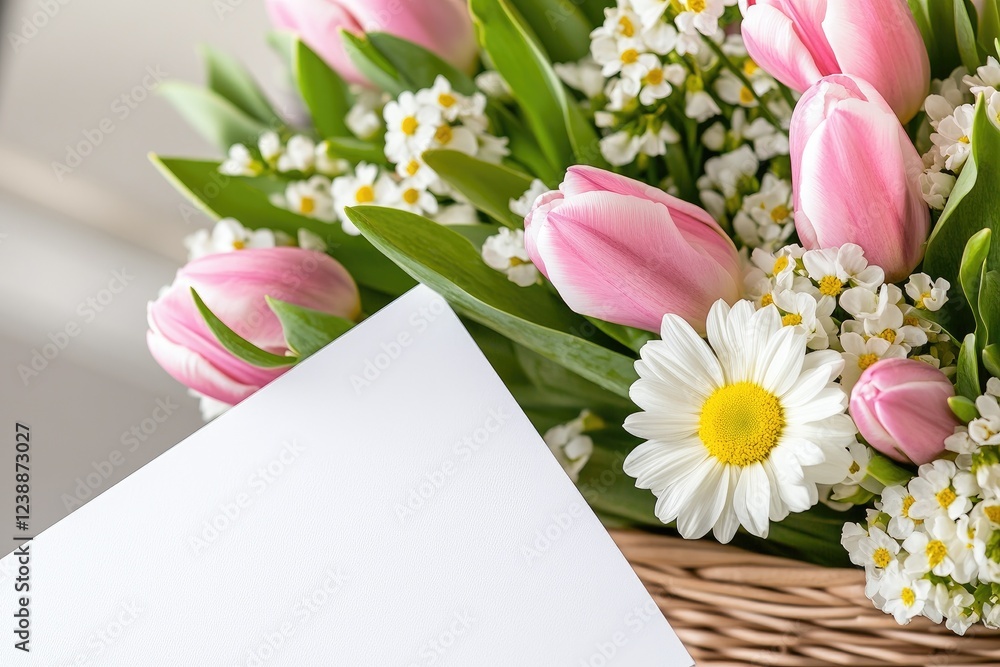 Elegant Floral Display Of Tulips And Daisies Elegant Floral Display Of Tulips And Daisies
