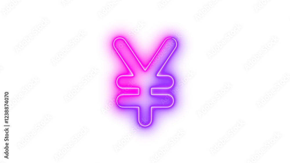 Neon yen-sign icon cyan purple color glowing with transparent background Neon yen-sign icon cyan purple color glowing with transparent background