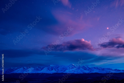 Wallpaper Mural Snow-capped peaks North-Chuya mountain ridge under twilight sky in Altai, Siberia Torontodigital.ca