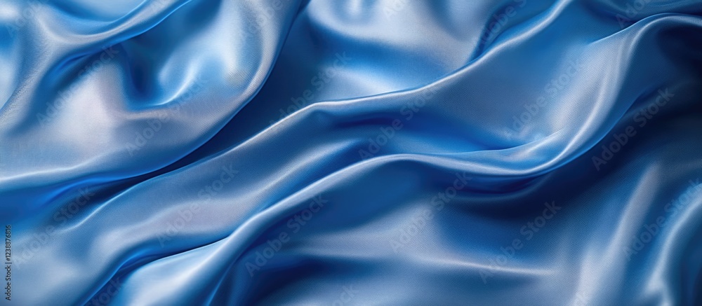 Obraz premium Blue silk fabric with smooth and elegant texture folds.
