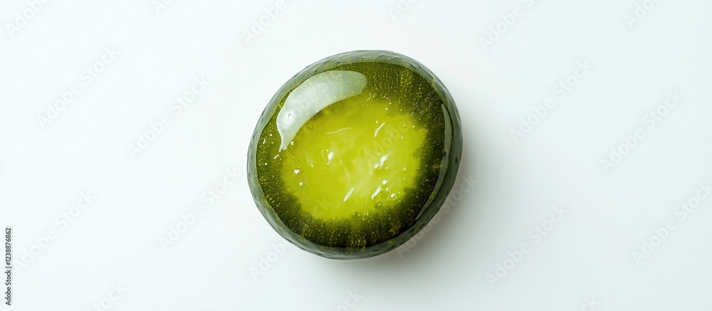 Sliced green cucumber on white background with water droplets Copy Space Sliced green cucumber on white background with water droplets Copy Space
