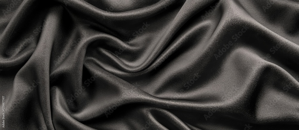 Obraz premium Black silk fabric texture with smooth waves and folds