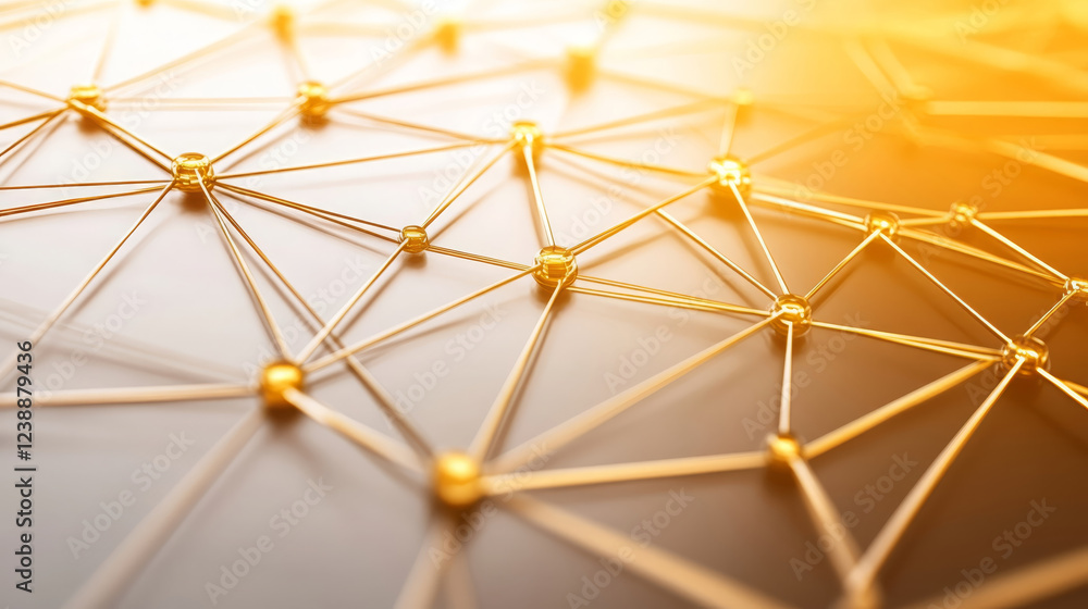 close up shot of interconnected blockchain layers, showcasing network of nodes and connections. golden hue adds sense of innovation and technology close up shot of interconnected blockchain layers, showcasing network of nodes and connections. golden hue adds sense of innovation and technology
