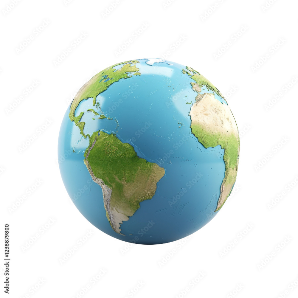 Naklejka premium Rotating earth with continents and oceans showcased on a clear globe in detailed representation