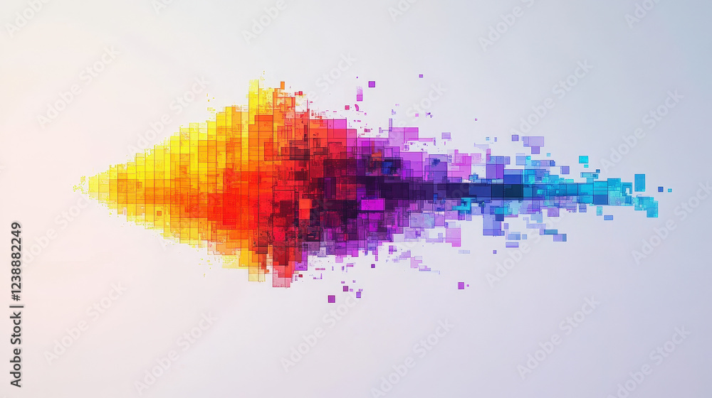 Fototapeta premium Futuristic Pixelated Color Gradient Triangle with Digital Aesthetics 