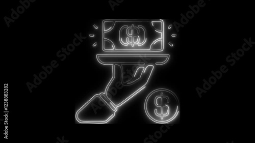 Glowing neon restaurant Service icon isolated on black background. HD Video motion graphic animation photo