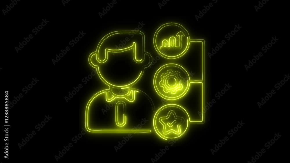 Glowing neon Skills icon isolated on black background. HD Video motion graphic animation Glowing neon Skills icon isolated on black background. HD Video motion graphic animation