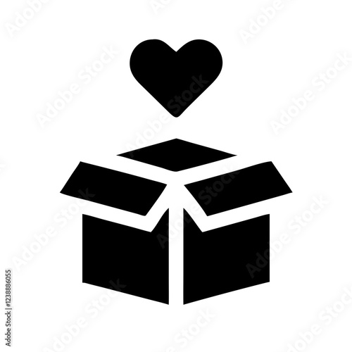 Solid black gift box with heart symbol for love and thoughtful giving in an elegant design
