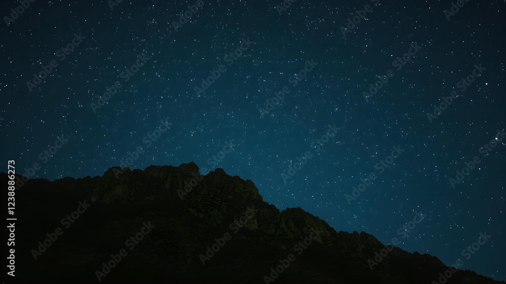 Starry Night over Mountains: A breathtaking long exposure photograph captures the mesmerizing dance of stars above a majestic mountain silhouette, creating a scene of serene beauty and cosmic wonder. Starry Night over Mountains: A breathtaking long exposure photograph captures the mesmerizing dance of stars above a majestic mountain silhouette, creating a scene of serene beauty and cosmic wonder.
