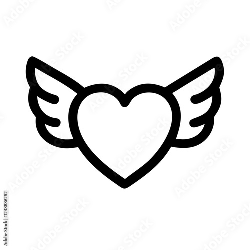 Winged heart symbol for love and affection in a charming and playful design
