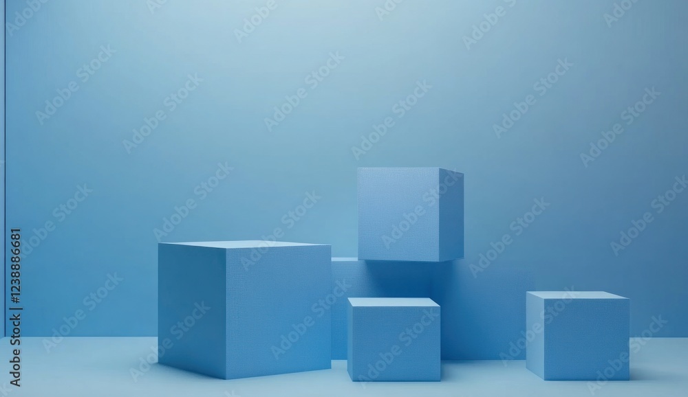 Blue cubes on blue background. Blue cubes on blue background.