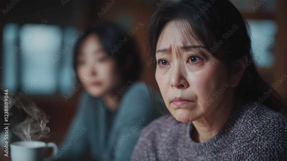 Fototapeta premium Home Comfort Between Mother and Daughter During Emotional Support