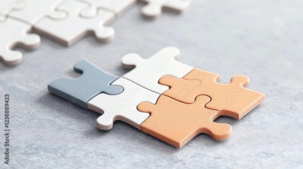 Fototapeta premium Colorful Puzzle Pieces on a Gray Surface Perfect for Conceptual Graphics and Collaboration Themes