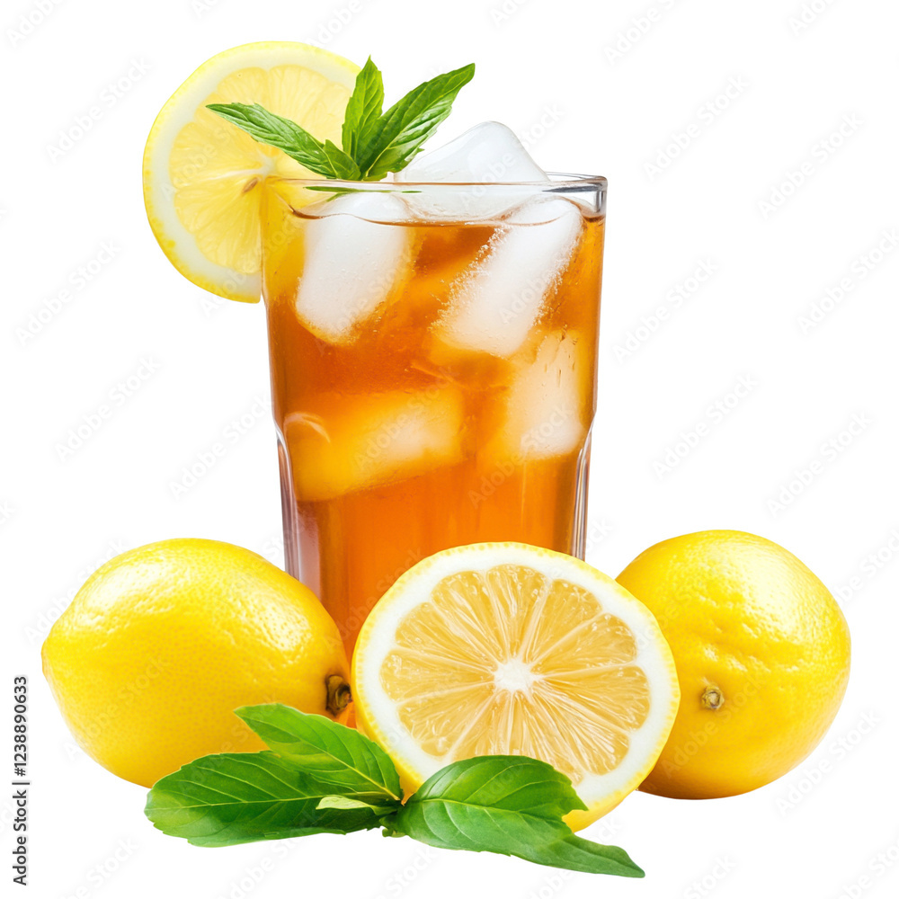Refreshing iced tea with lemon and mint for hot summer days. Refreshing iced tea with lemon and mint for hot summer days.