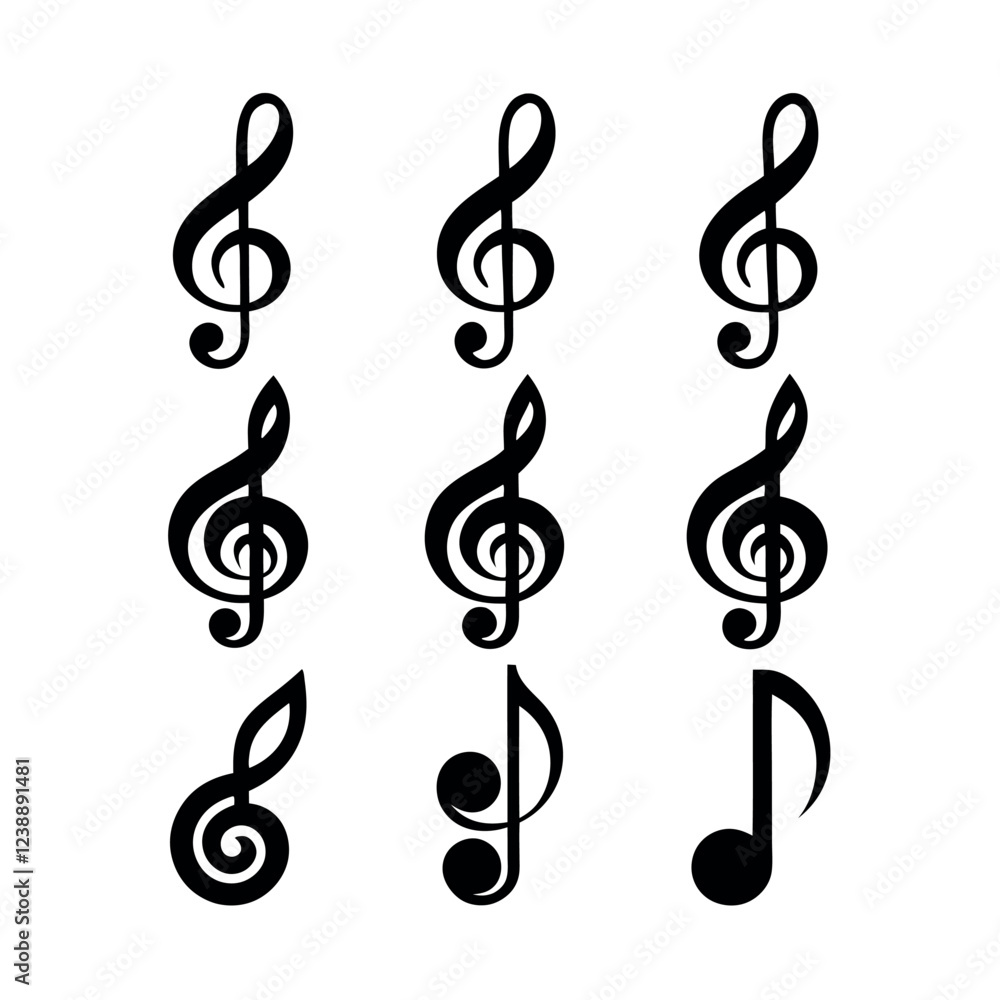 Treble Clef Symbols in a Variety of Styles Treble Clef Symbols in a Variety of Styles