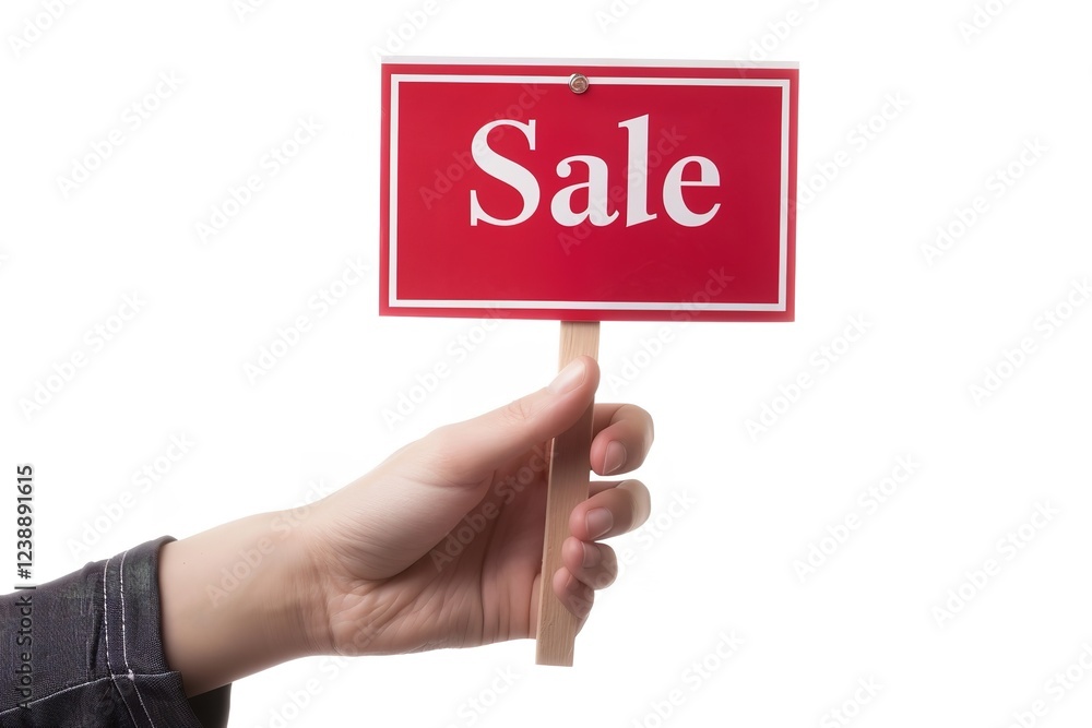 Isolated hand holding a red 