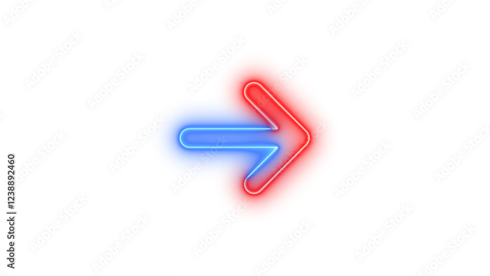 Neon arrow right icon blue red color glowing with transparent background Neon arrow right icon blue red color glowing with transparent background
