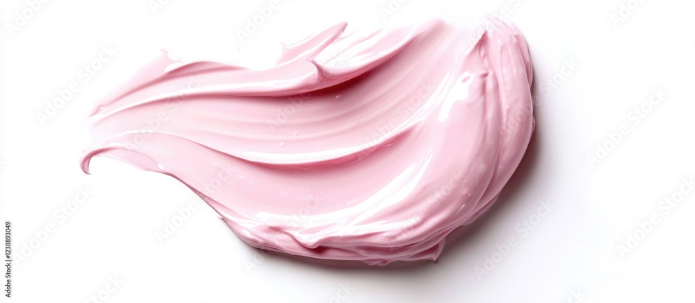 Obraz premium Pink Cosmetic Cream Smear on White Background with Copy Space