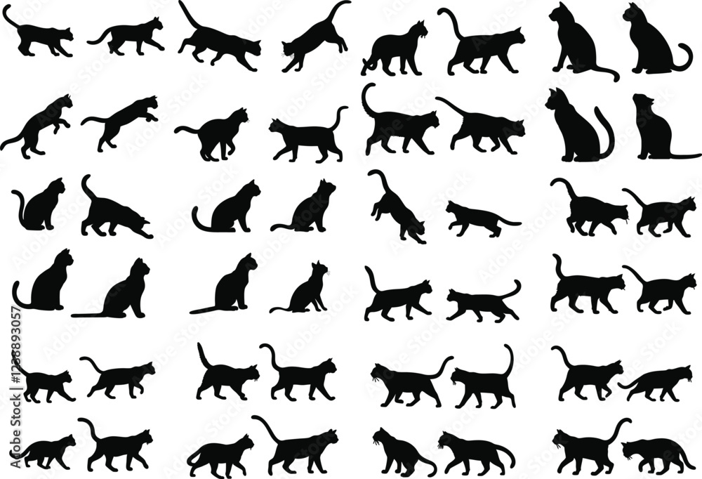 Cat silhouette collection cat's icons and Cat SVG Bundle isolated Cat silhouette collection cat's icons and Cat SVG Bundle isolated