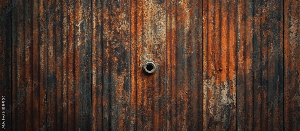 Rusted Metal Wall Texture with Central Pipe and Vertical Stripes Rusted Metal Wall Texture with Central Pipe and Vertical Stripes